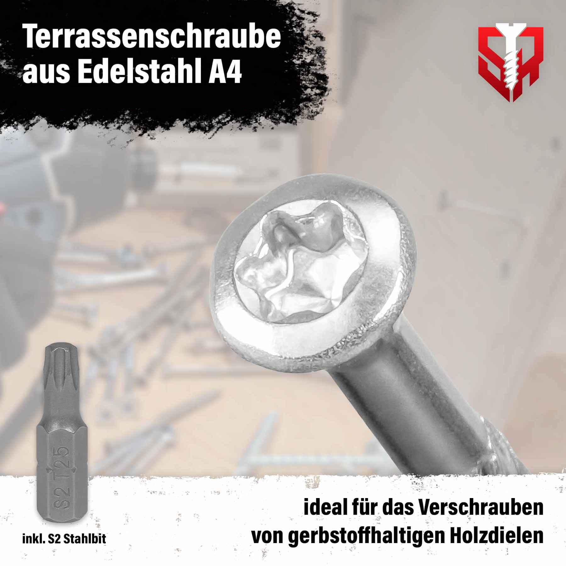 Lisko Terrassenschrauben T-Drill 5x70mm - Edelstahl A4 316 Für Hartholz Ohne Vorbohren