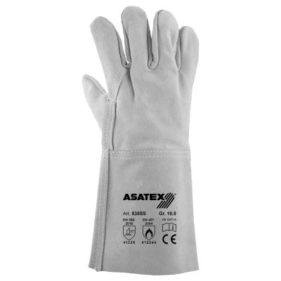 Asatex Schweißerhandschuh - 5-Finger-Handschuhe,35 cm lang, Rindspaltleder, Gr. 10,5