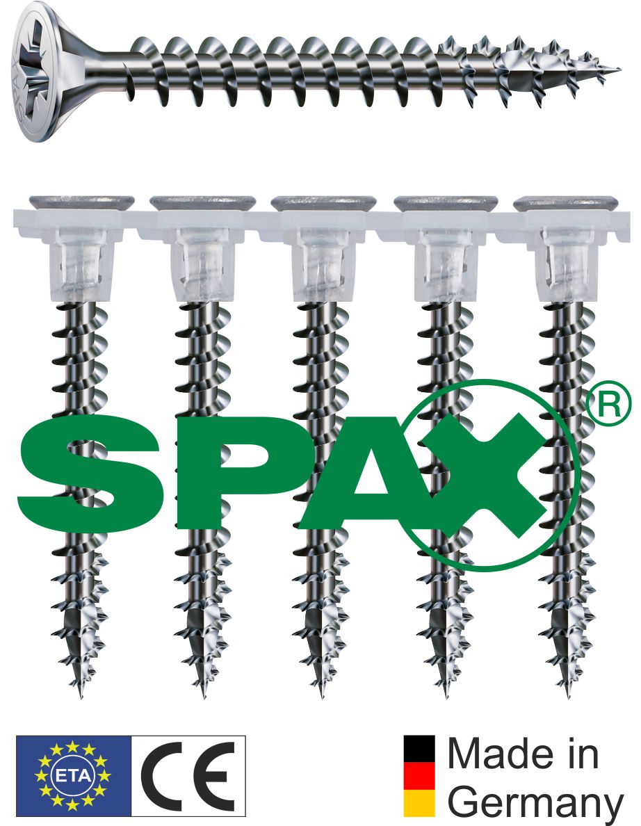 SPAX WIROX magazinierte Univeralschraube 4,0 x 25 - PZ2 -  Spanplattenschrauben mit Vollgewinde 500 Stück